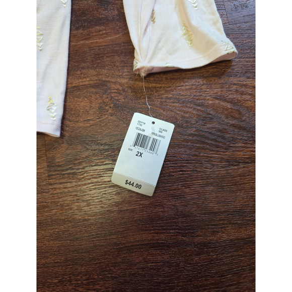 Womens Self Esteem Pink gold long sleeve shirt with necklace NWT size 2X - Picture 2 of 6